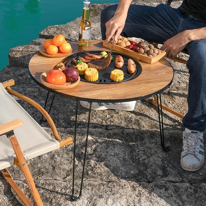 Mesa Plegable con Parrilla para Asado y Exterior