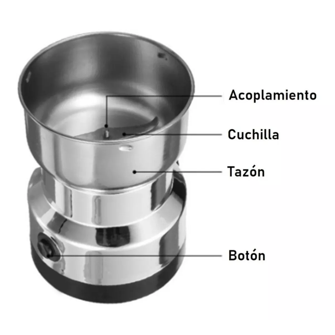 Molino Eléctrico de Café en Grano y Especias - Acero Inoxidable Multifuncional