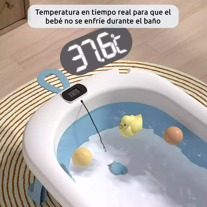 Tina con Termómetro y Almohadilla Plegable: Baños Seguros y Confortables para Tu Bebé 🛁👶