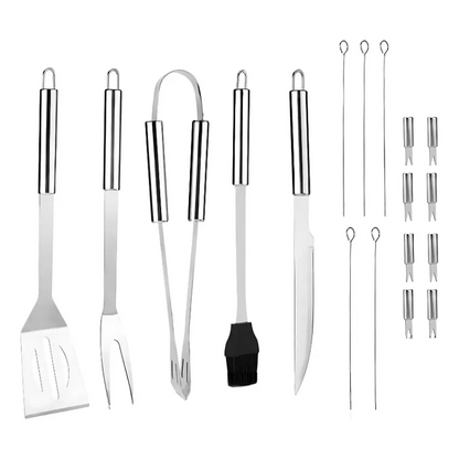 Kit Portátil Mini Parrilla Plegable + 18 Utensilios de Asador
