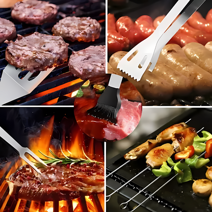 Kit Portátil Mini Parrilla Plegable + 18 Utensilios de Asador