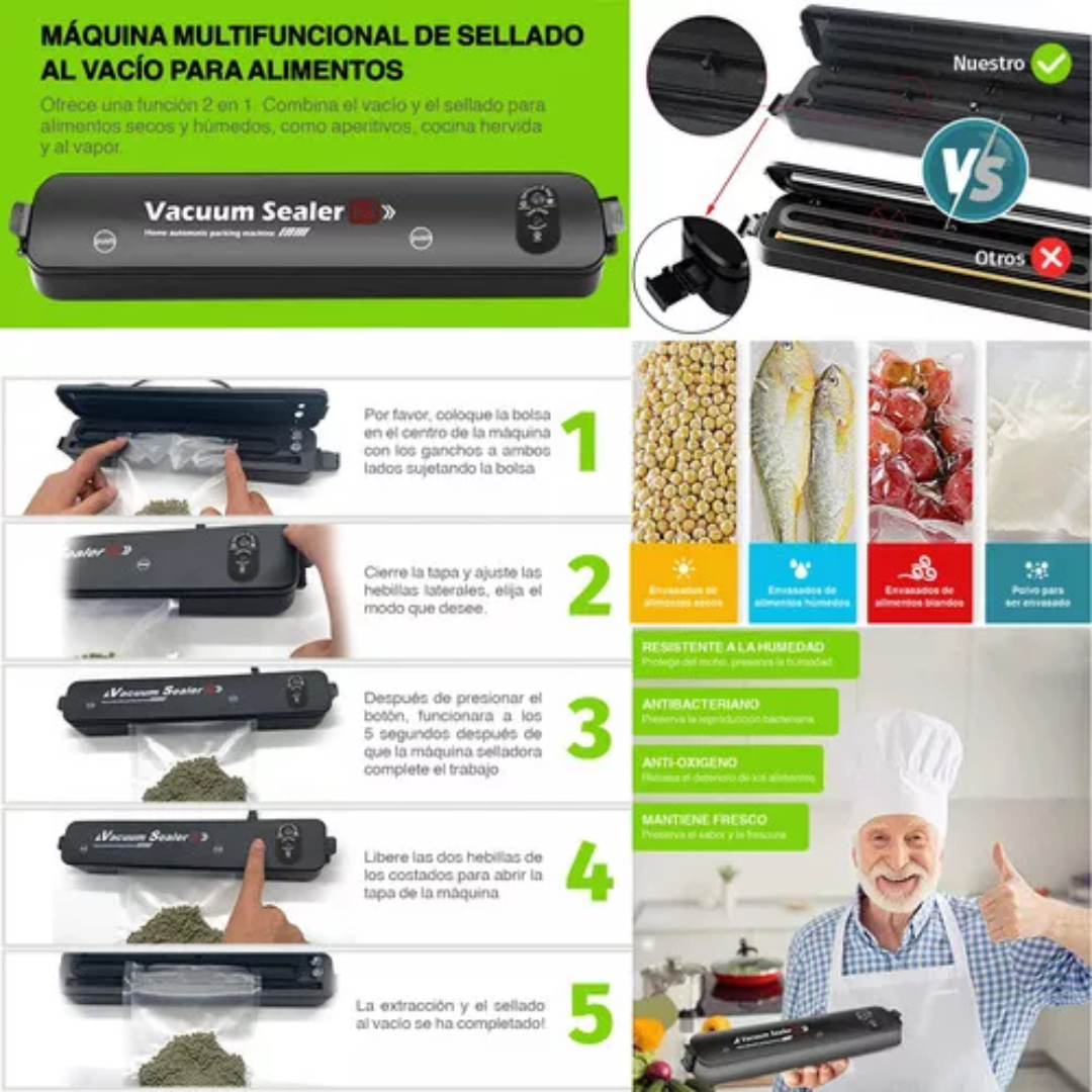 Selladora al Vacío con Bolsas Incluidas 🥦🍗