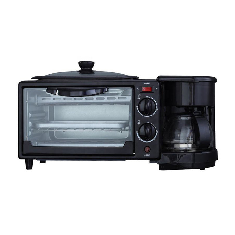 Máquina de Desayuno Multifunción 3 en 1 - Horno Eléctrico, Cafetera y Sartén Integrados