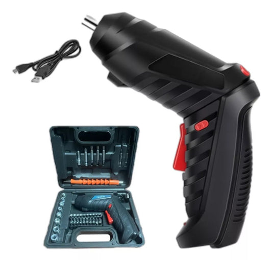 Destornillador Eléctrico Inalámbrico 4,2V con Luz LED y 34 Puntas Intercambiables