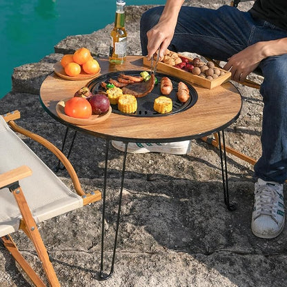 Mesa Plegable con Parrilla para Asado y Exterior