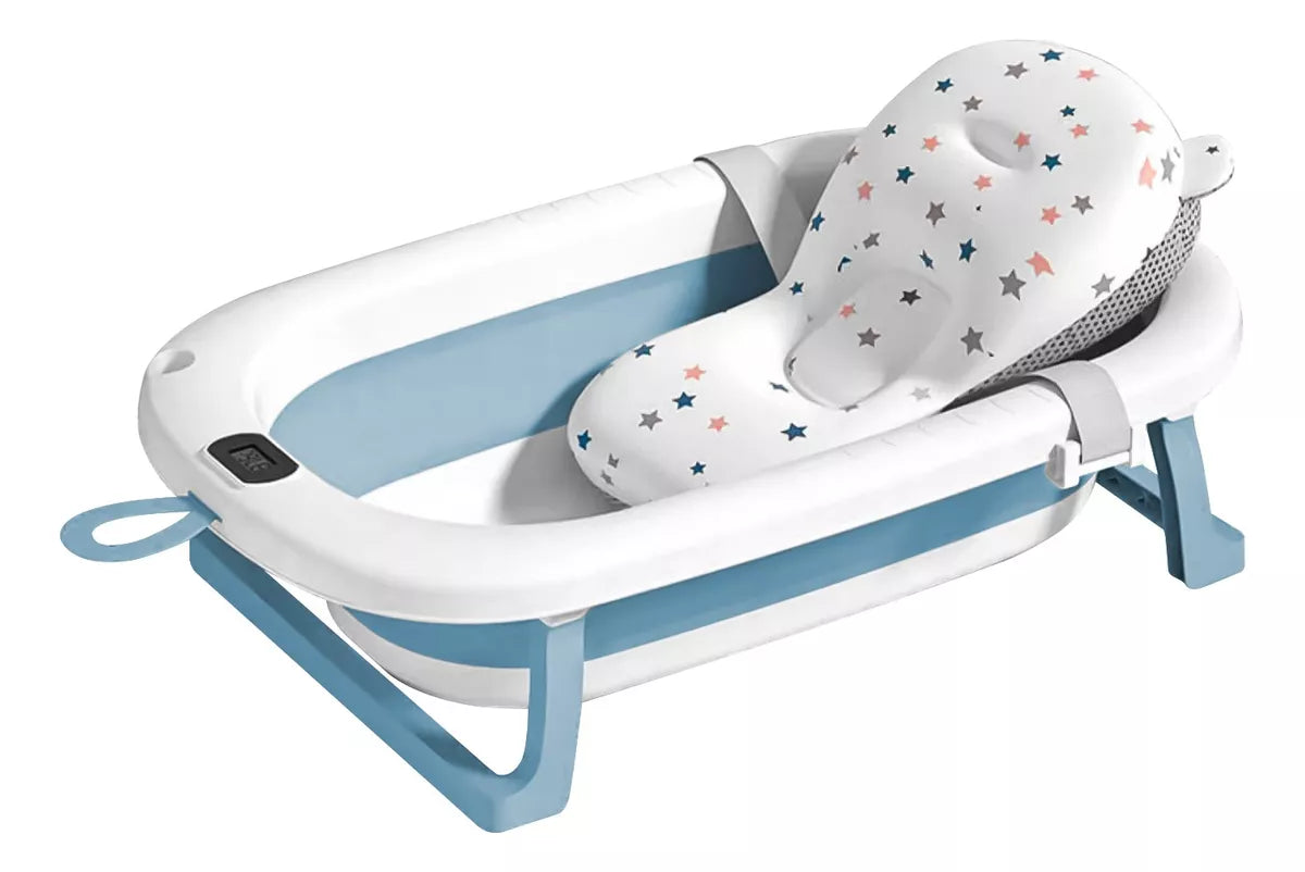 Tina con Termómetro y Almohadilla Plegable: Baños Seguros y Confortables para Tu Bebé 🛁👶